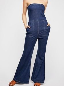 Free People "Simple as That" denim romper